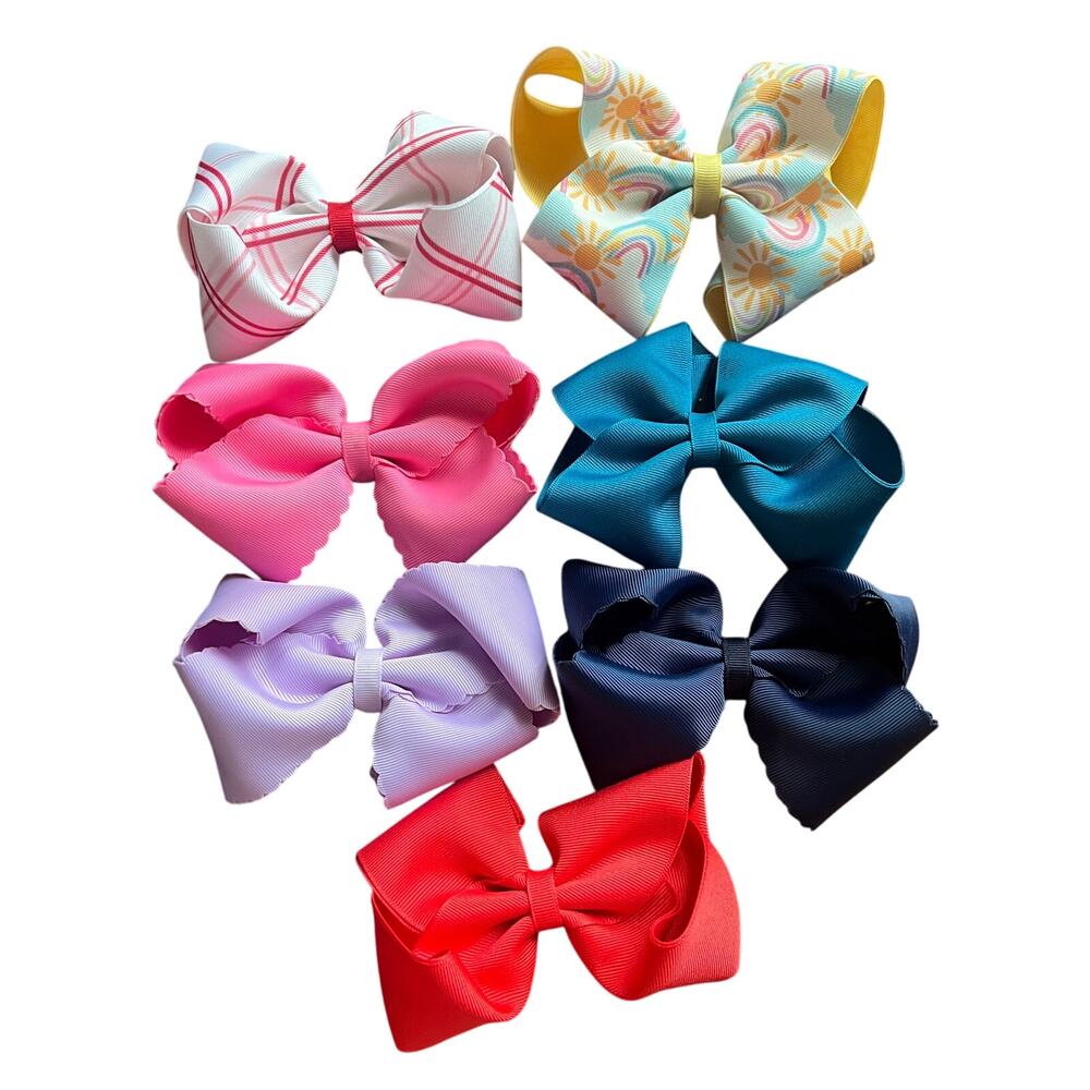 Merce & Me 5" Hairbow‎ Bundle Double Lined Grosgrain Ribbon Alligator Clip Baby